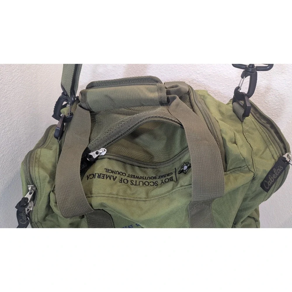 Green Cabelas Medium size Duffel Bag With Multiple Pockets, Boy Scouts